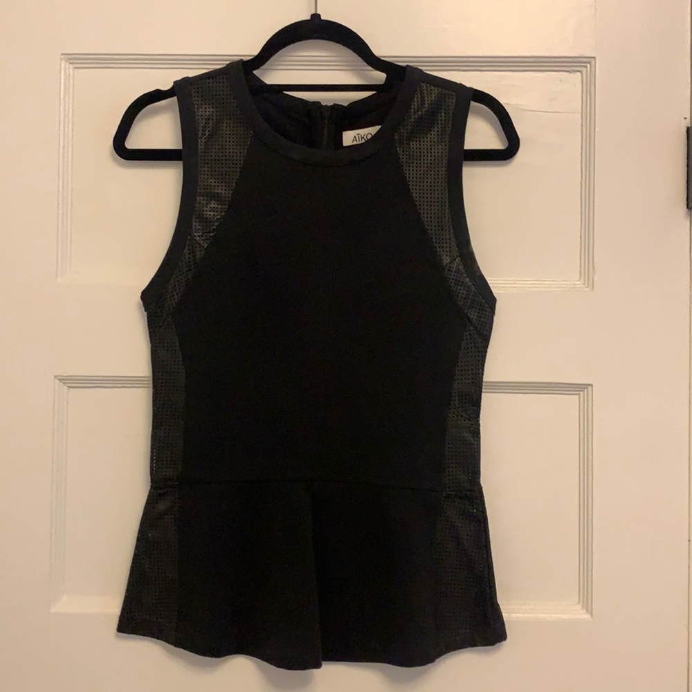 AIKO Black Sleeveless Peplum Top Size S